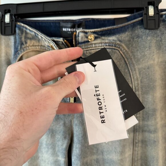 NEW Retrofete Dream cotton trousers Size 29 Color Grey Blue - Picture 3 of 9